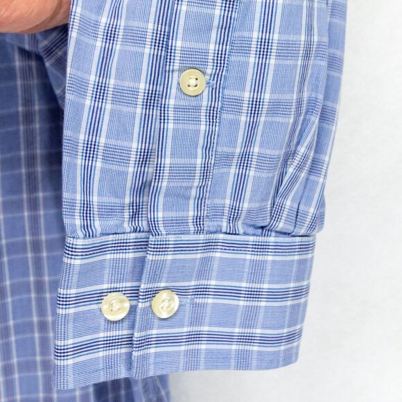 Men's XL MICHAEL KORS Blue Plaid Lightweight Long sleeve 100% Cotton Dress Shirt - Picture 3 of 6